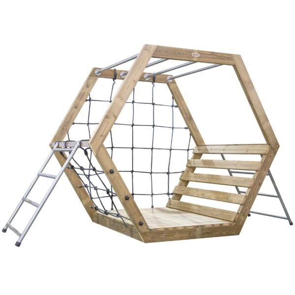 Šešiakampis medinis laipiojimo ir žaidimų kompleksas