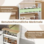 Siauras mobilus vežimėlis su 4 lentynomis (Natūrali + Balta) – Paveikslėlis 4