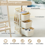 Siauras nišinis vežimėlis su 3 stalčiais ir perforuota lenta (Balta) – Paveikslėlis 3