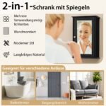 Sieninė vonios spintelė su veidrodžiu ir reguliuojama lentyna (Juoda) – Paveikslėlis 3