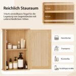 Sieninė vonios spintelė su veidrodžiu ir reguliuojama lentyna (Natūrali) – Paveikslėlis 3