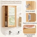 Sieninė vonios spintelė su veidrodžiu ir reguliuojama lentyna (Natūrali) – Paveikslėlis 4