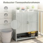 Sodo darbastalis su spintele ir išimamomis lentynomis (Pilka) – Paveikslėlis 5