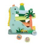 Spalvinga medinė dinozaurų trasa su riedančiais elementais – Paveikslėlis 11