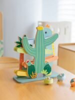 Spalvinga medinė dinozaurų trasa su riedančiais elementais – Paveikslėlis 3