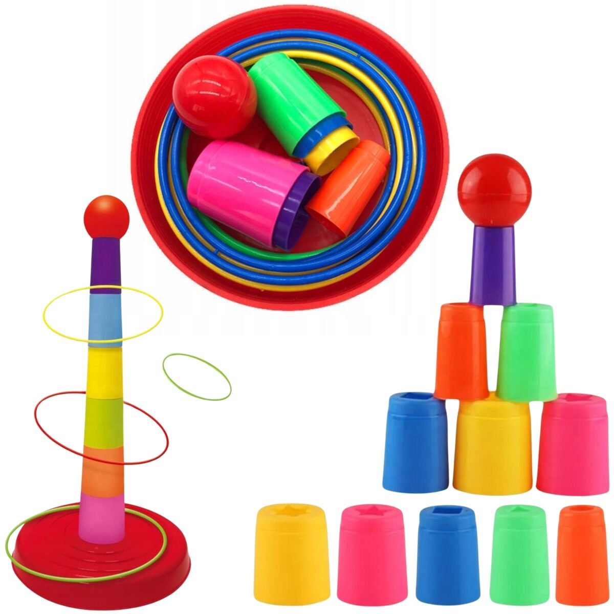 Spalvingas vikrumo žiedų metimo žaidimas su stulpeliu – Paveikslėlis 4