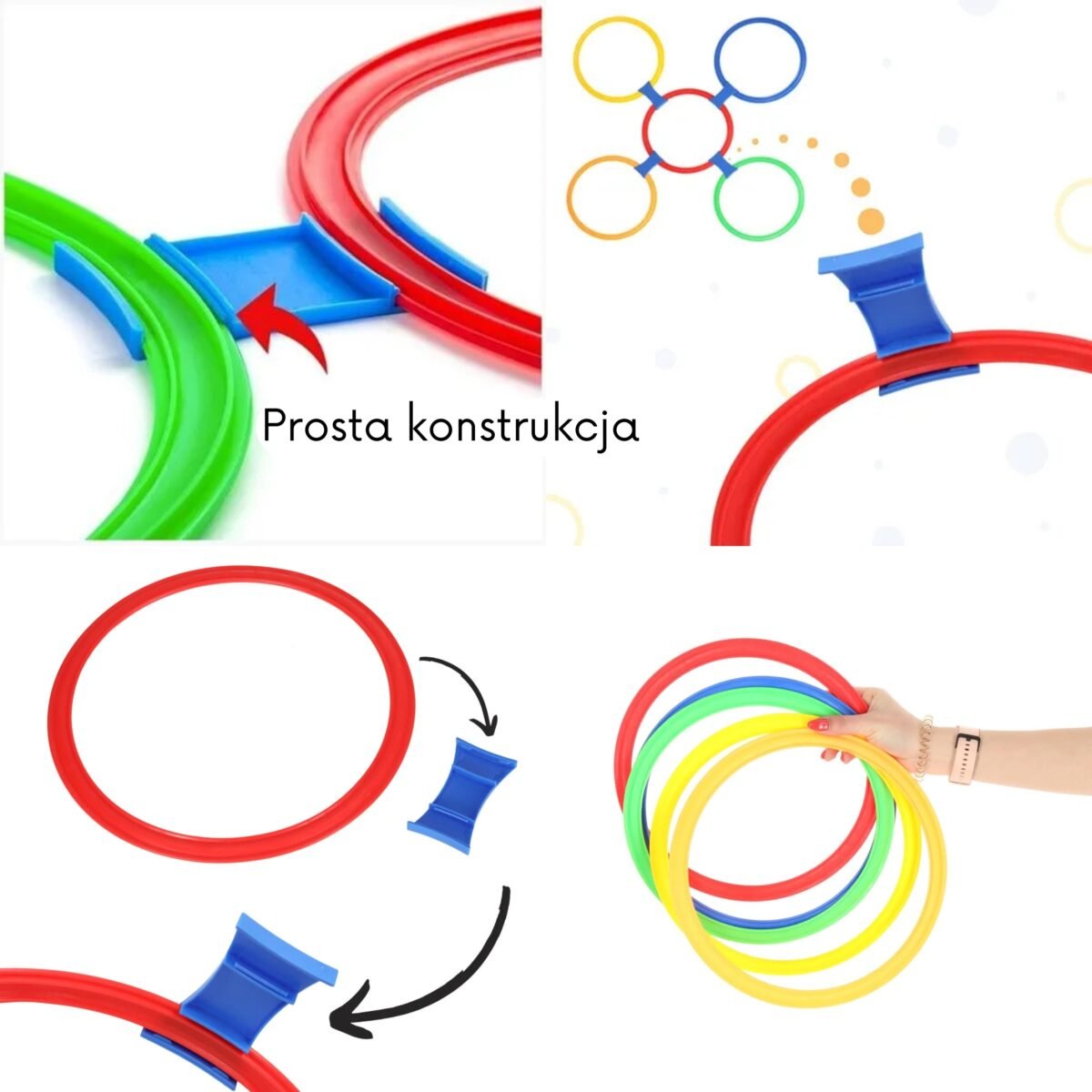 Spalvingų šokinėjimo lankų rinkinys su jungtimis – Paveikslėlis 4