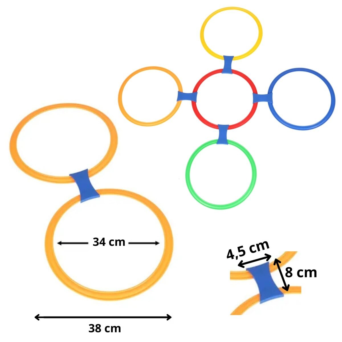 Spalvingų šokinėjimo lankų rinkinys su jungtimis – Paveikslėlis 6
