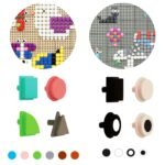 Spalvoti geometriniai kaiščiai lentoms