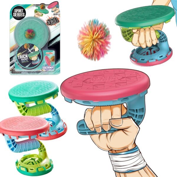 Sportinis 3in1 žaidimas su raketėmis ir kamuoliukais