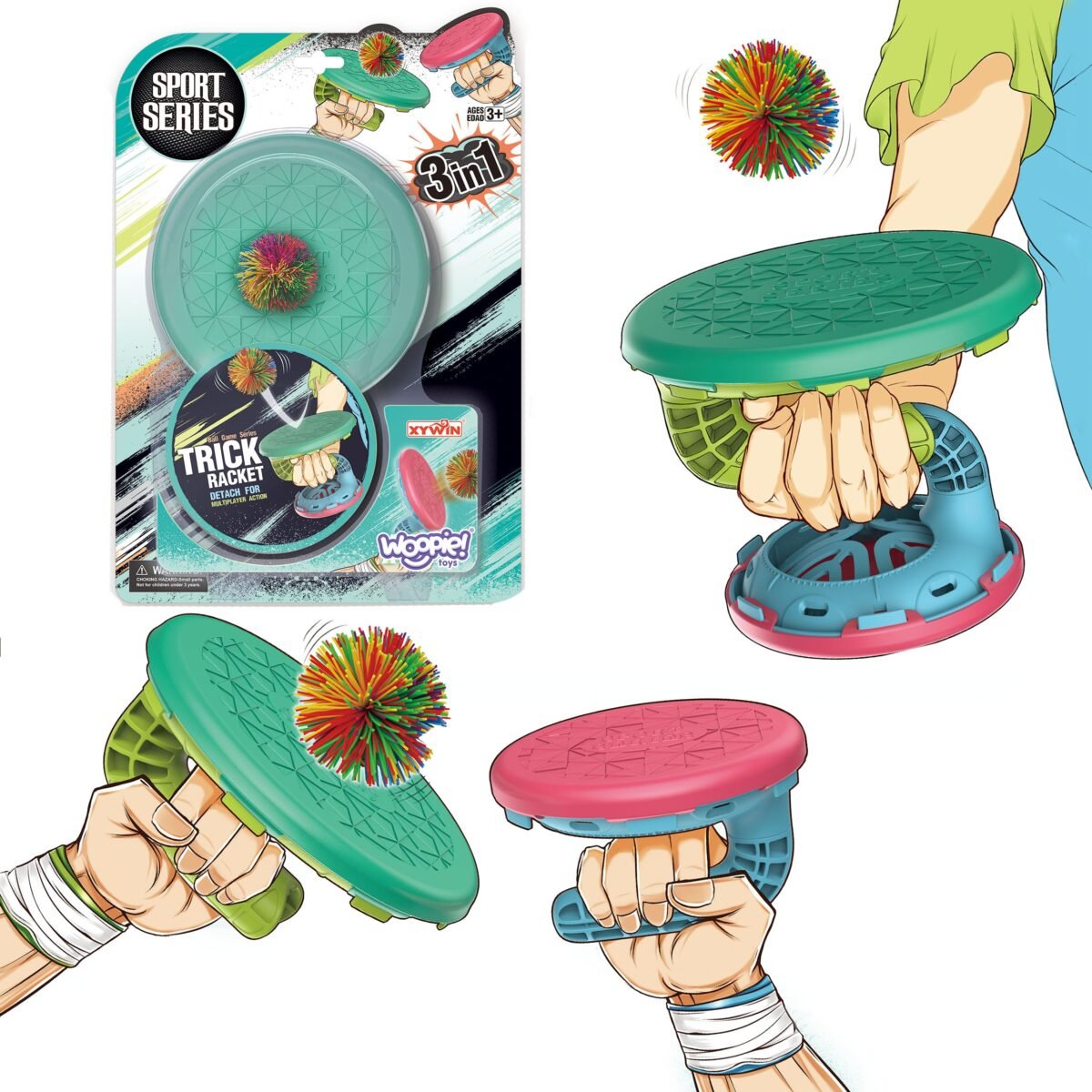 Sportinis 3in1 žaidimas su raketėmis ir kamuoliukais – Paveikslėlis 8