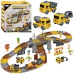 Statybų trasos konstravimo rinkinys su elektriniu traukinuku ir 174 detalėmis