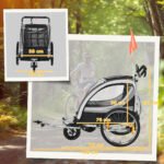 Sulankstoma vaikų dviračio priekaba-vežimėlis 2 vaikams – Paveikslėlis 3