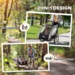 Sulankstoma vaikų dviračio priekaba-vežimėlis 2 vaikams – Paveikslėlis 4