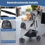 Sulankstomas gyvūnų vežimėlis su reguliuojamu stogeliu (Pilka)