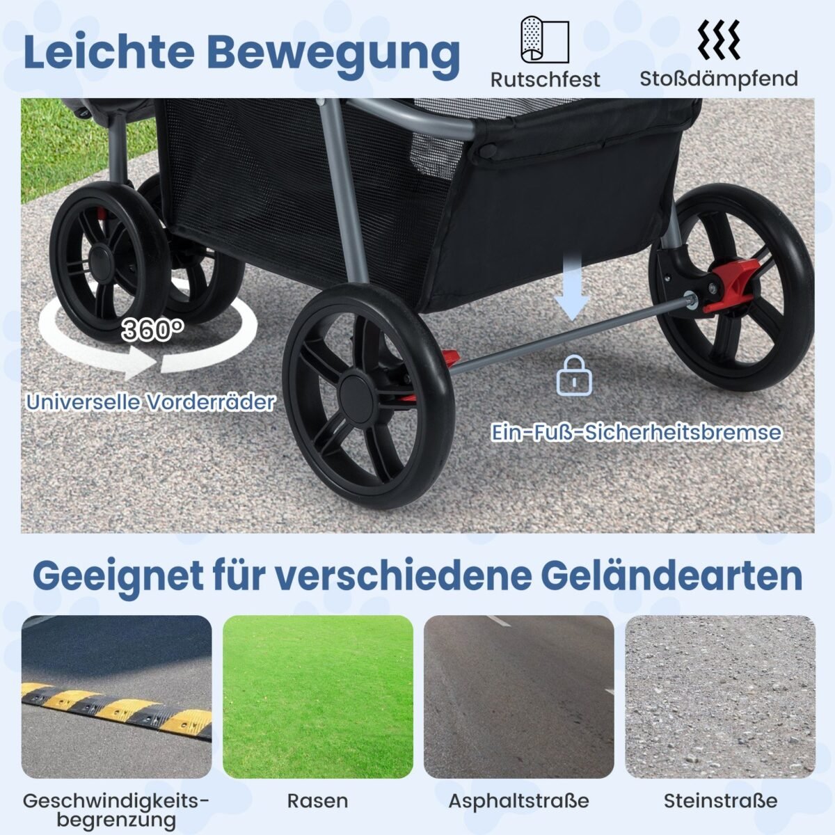 Sulankstomas gyvūnų vežimėlis su reguliuojamu stogeliu (Pilka) – Paveikslėlis 4