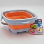 Sulankstomas oranžinis kvadratinis silikoninis kibiras – Paveikslėlis 2