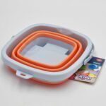 Sulankstomas oranžinis kvadratinis silikoninis kibiras – Paveikslėlis 3