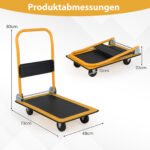 Sulankstomas platforminis vežimėlis 150 kg keliamosios galios (Oranžinė)