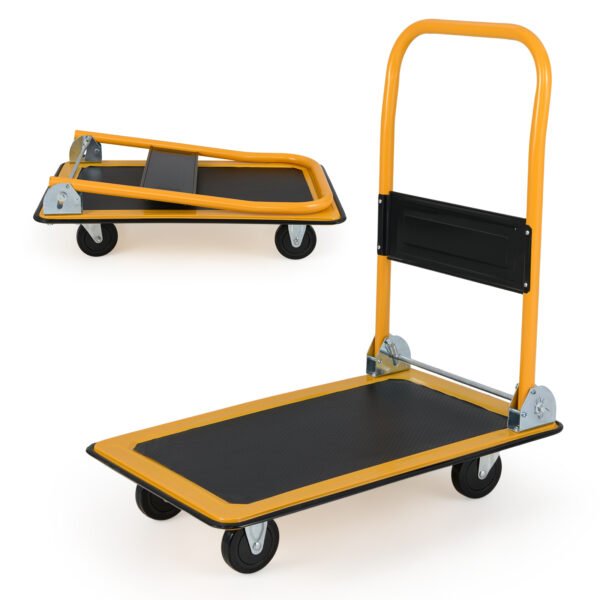 Sulankstomas platforminis vežimėlis 150 kg keliamosios galios (Oranžinė)
