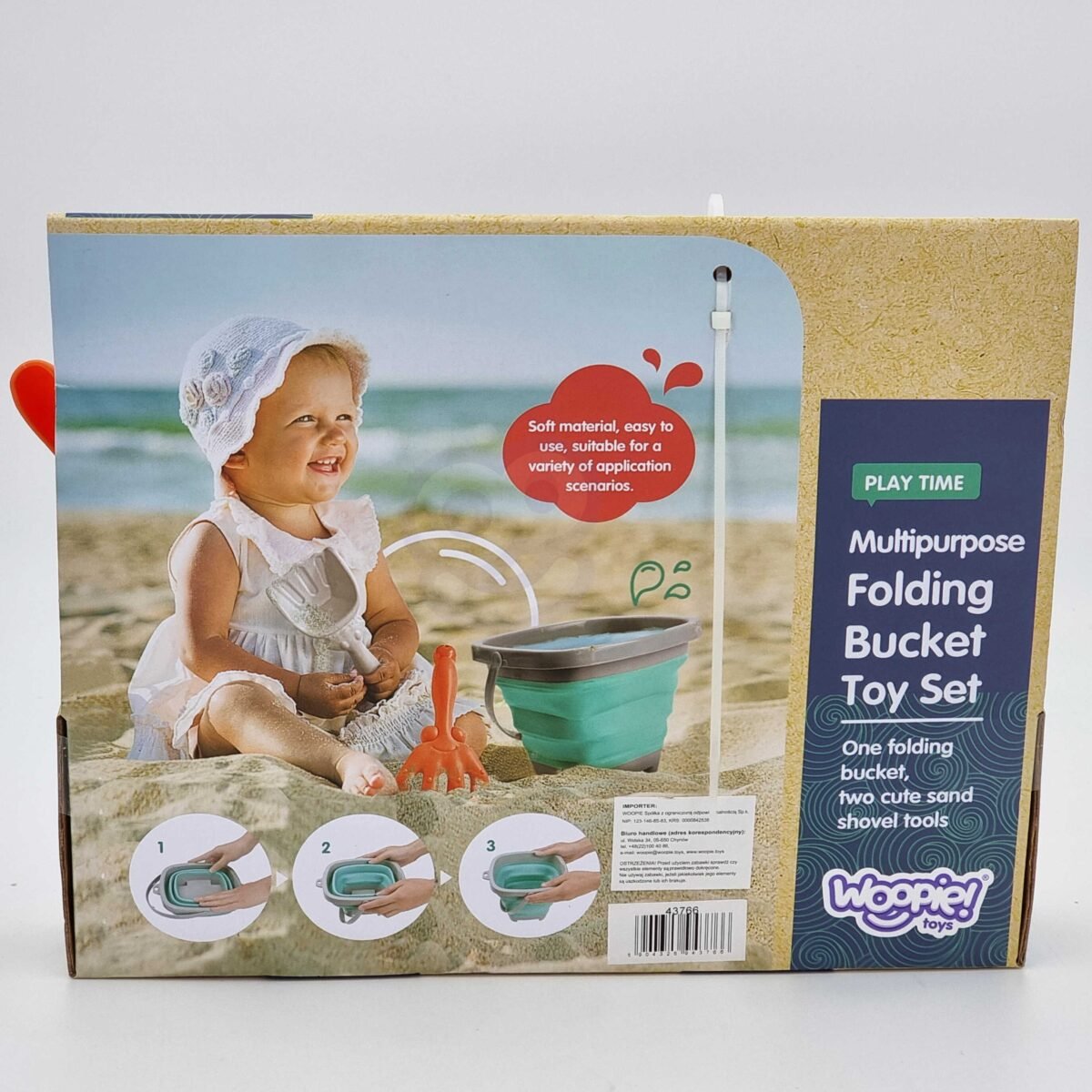 Sulankstomas silikoninis kibirėlis su grėbliuku ir kastuvėliu, oranžinis – Paveikslėlis 12