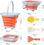 Sulankstomas silikoninis kibirėlis su grėbliuku ir kastuvėliu, oranžinis – Paveikslėlis 6