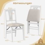 Sulankstomų valgomojo kėdžių komplektas su gumamedžio rėmu ir paminkštintomis sėdynėmis (Balta) – Paveikslėlis 2