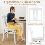 Sulankstomų valgomojo kėdžių komplektas su gumamedžio rėmu ir paminkštintomis sėdynėmis (Balta) – Paveikslėlis 5