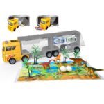 Sunkvežimis-transporteris 2in1 dinozaurų rinkinys su žaidimų kilimėliu