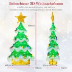 Šviečianti 3D Kalėdų eglutė su LED apšvietimu ir žvaigždės viršūne (Žalia) – Paveikslėlis 2