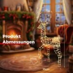 Šviečianti Kalėdų dekoracija: Elnias ir rogės 2 dalių komplektas (Balta) – Paveikslėlis 2