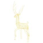 Šviečianti Kalėdų dekoracija: Elnias ir rogės 2 dalių komplektas (Balta)