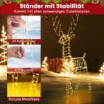 Šviečianti Kalėdų dekoracija: Elnias ir rogės 2 dalių komplektas (Balta) – Paveikslėlis 5