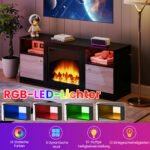 TV spintelė su LED apšvietimu ir reguliuojama lentyna (Juoda) – Paveikslėlis 3