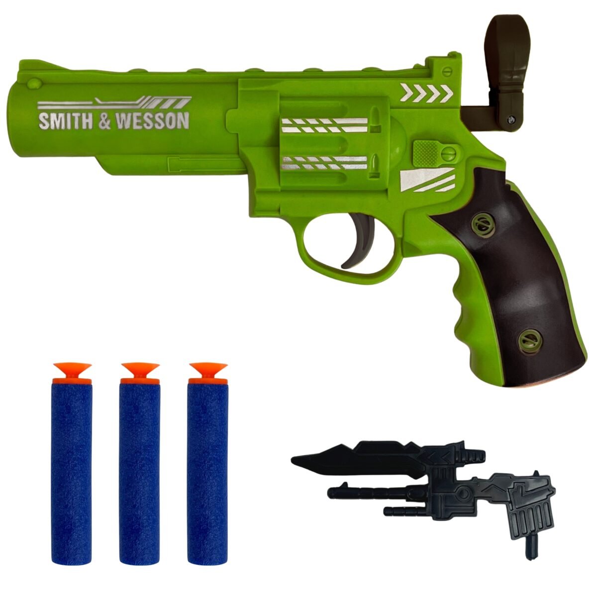 Transformuojamas robotas–kovinis automobilis 3in1 su revolveriu ir šoviniais žalias – Paveikslėlis 4