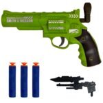 Transformuojamas robotas–kovinis automobilis 3in1 su revolveriu ir šoviniais žalias – Paveikslėlis 4