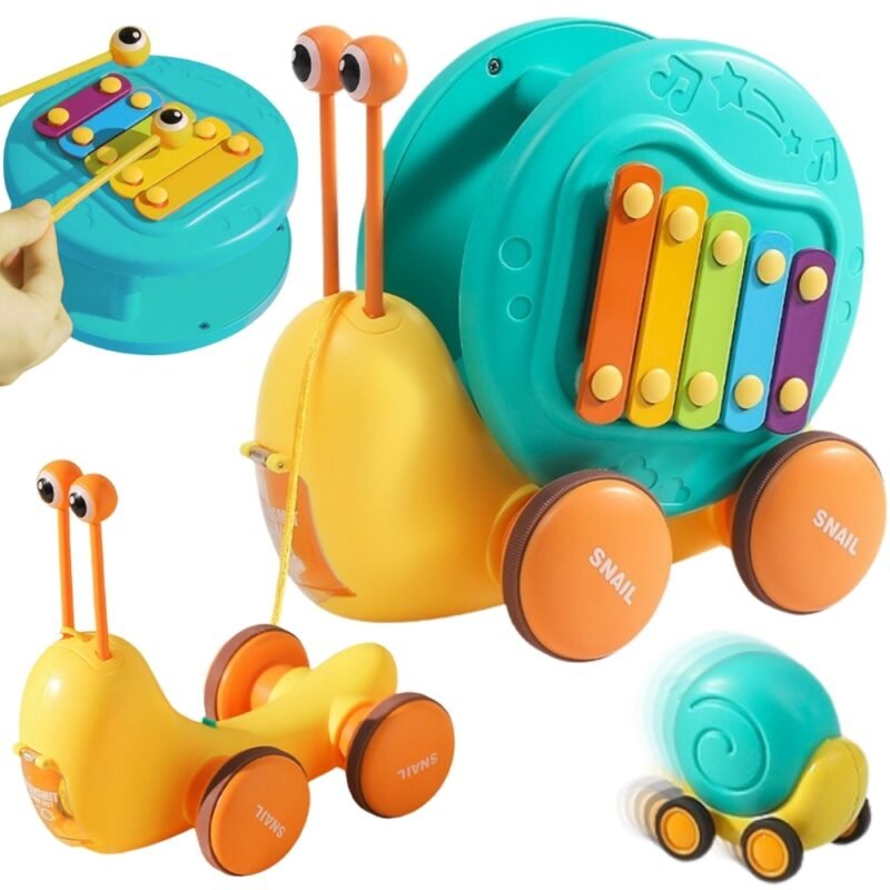 Traukiamoji sraigė su cimbolais ir automobiliuko paleidikliu