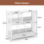 Trijų aukštų patefonų stovas su išimamomis pertvaromis talpinantis iki 300 albumų (Balta)