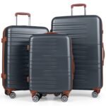 Trijų dalių kietų lagaminų komplektas su TSA spyna ir 360° ratukais (Pilka)