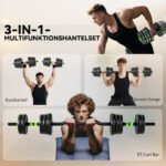 Trys viename hanteliu ir stangos komplektas reguliuojamas iki 30 kg 4