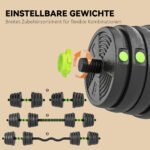 Trys viename hanteliu ir stangos komplektas reguliuojamas iki 30 kg 5