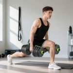 Trys viename hanteliu ir stangos komplektas reguliuojamas iki 30 kg 8