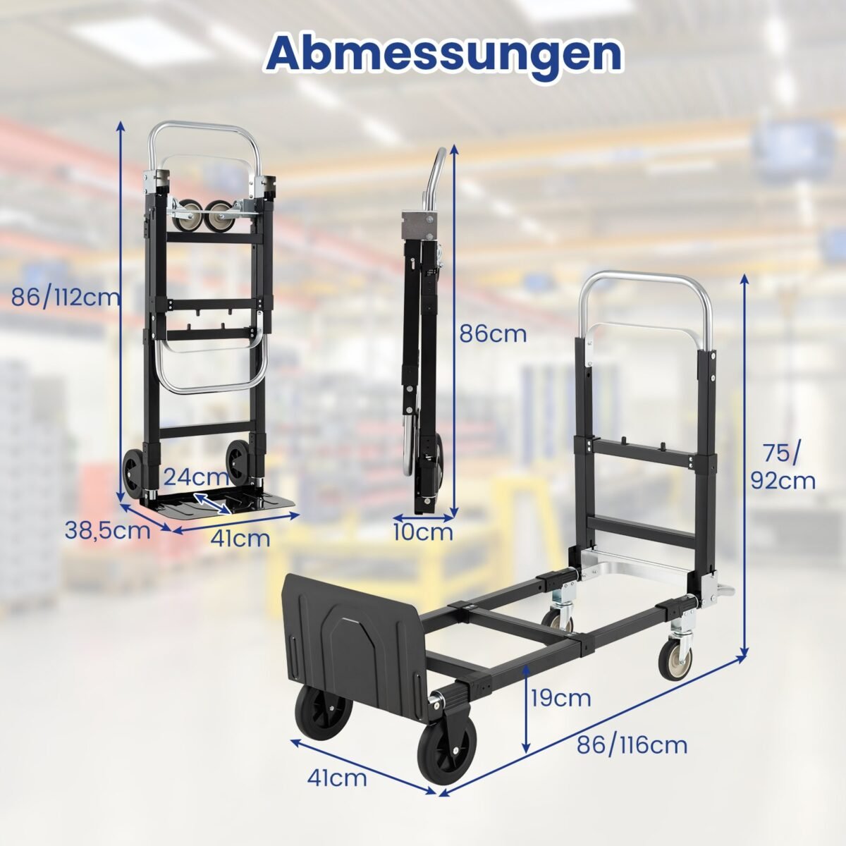 Universalus sulankstomas transportavimo vežimėlis (Juoda) – Paveikslėlis 2