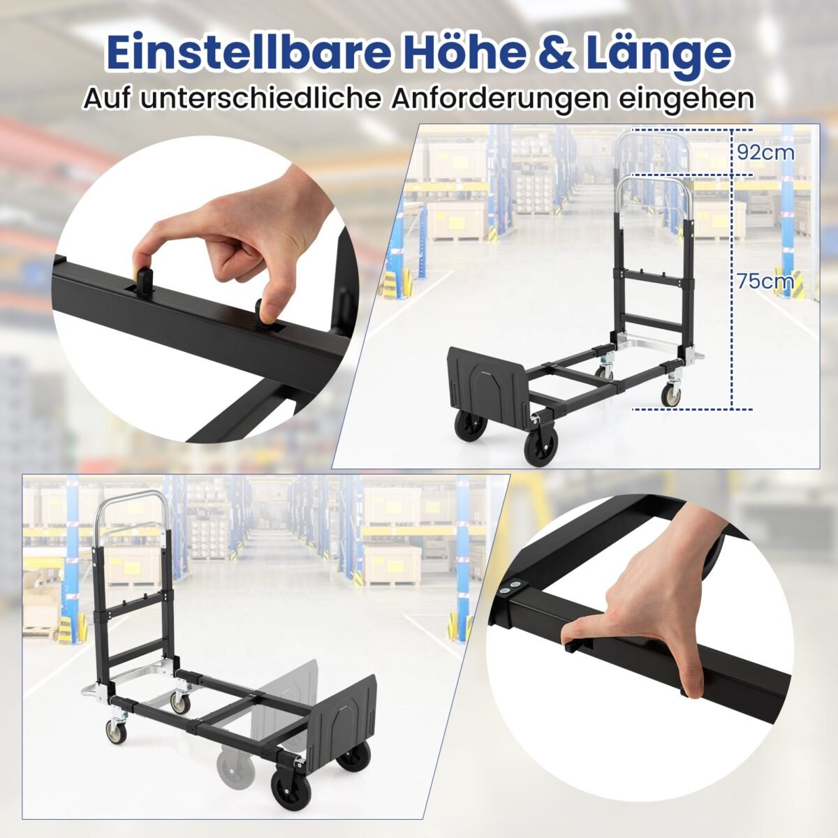 Universalus sulankstomas transportavimo vežimėlis (Juoda) – Paveikslėlis 4