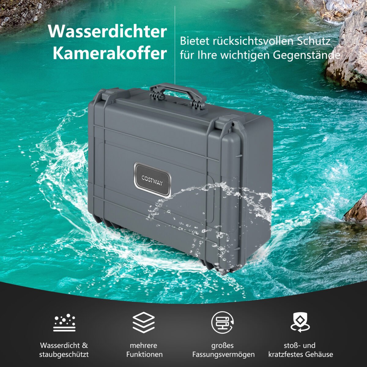 Universalus vandeniui atsparus kietas dėklas (Pilka) – Paveikslėlis 4