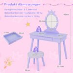 Vaikiškas kosmetinis staliukas su LED veidrodžiu (Violetinė) – Paveikslėlis 2