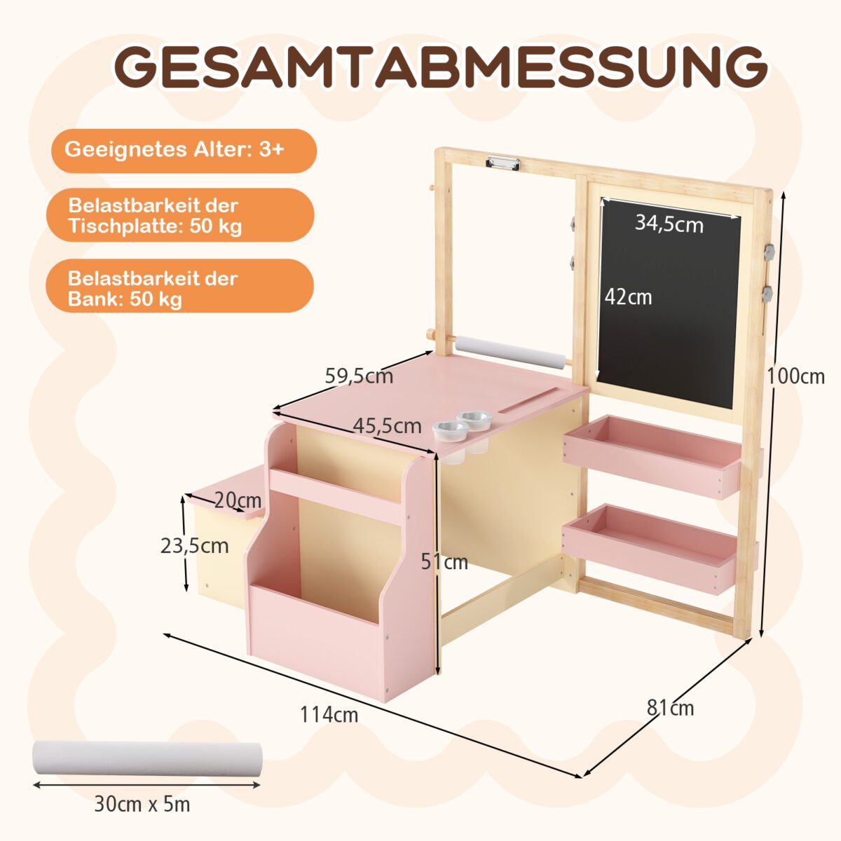 Vaikiškas daugiafunkcis dailės centras su dvipusiu molbertu – Paveikslėlis 2