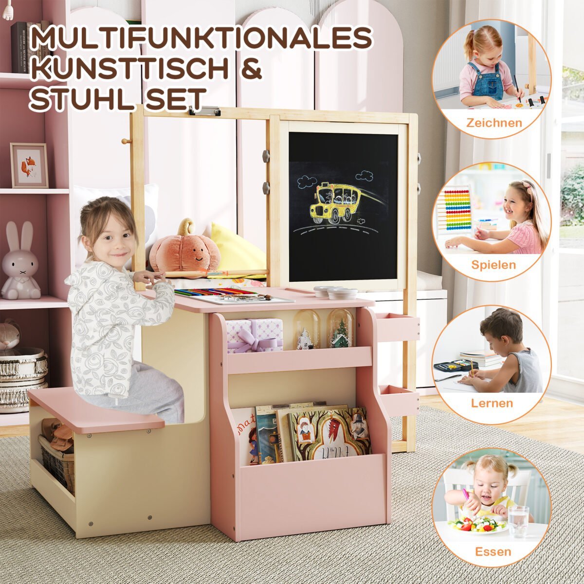 Vaikiškas daugiafunkcis dailės centras su dvipusiu molbertu – Paveikslėlis 4