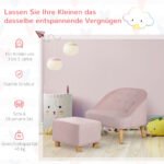 Aksominis vaikiškas fotelis su pufu, 3-5 metų vaikams – Paveikslėlis 6