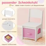 Vaikiškas kosmetinis staliukas su apšviestu veidrodžiu ir kėdute (Balta) – Paveikslėlis 4